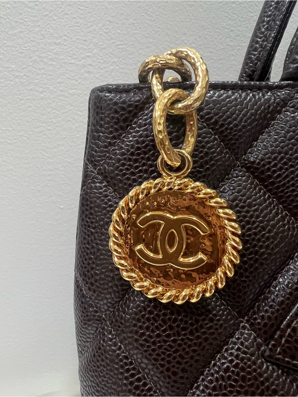 Chanel Quilted Caviar Leather Tote in Dark Brown - Picture 10 of 14